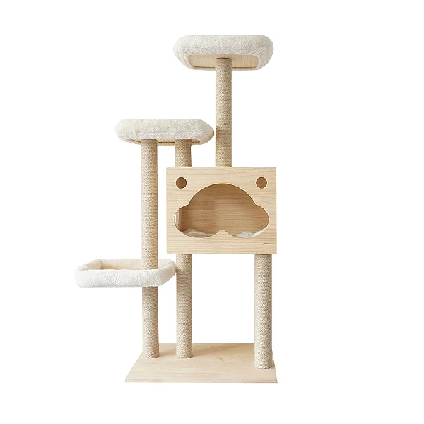 

Cat climbing tree indoor safe home scratcher cat toy wood cat tower for sale