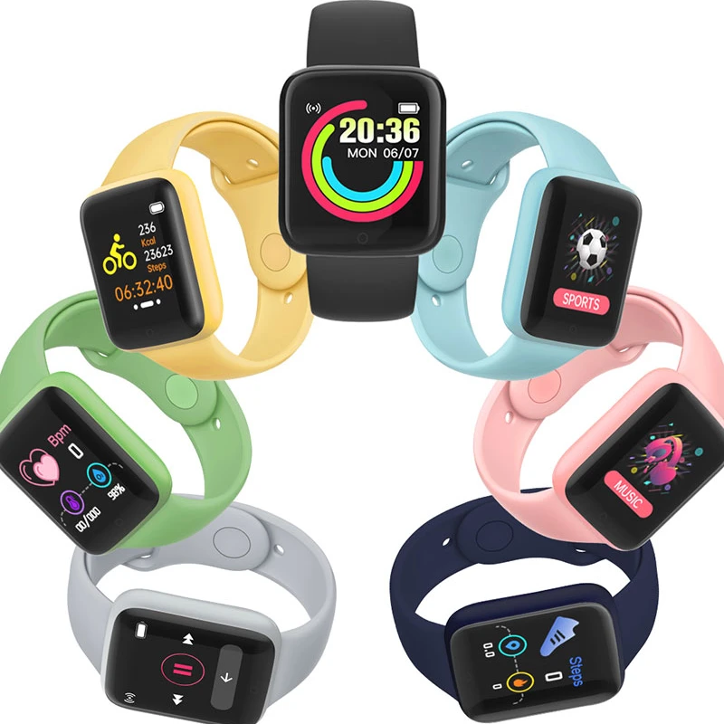 

2022 Y68 Pro Bt Fitness Tracker sport Smart Watch Heart Rate Monitor Men Women smart bracelet d20 pro Macaron Smartwatch
