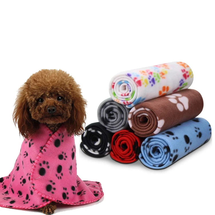 

Paw Prints Pet Mats Soft Cozy Dog Puppy Coral Fleece Blanket for Dogs and Cats, Brown,black,white,red,blue,grey