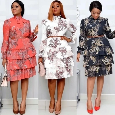 

2021 Hot Selling Vintage Floral Casual Dresses Ladies Dress Women African Plus Size Dresses