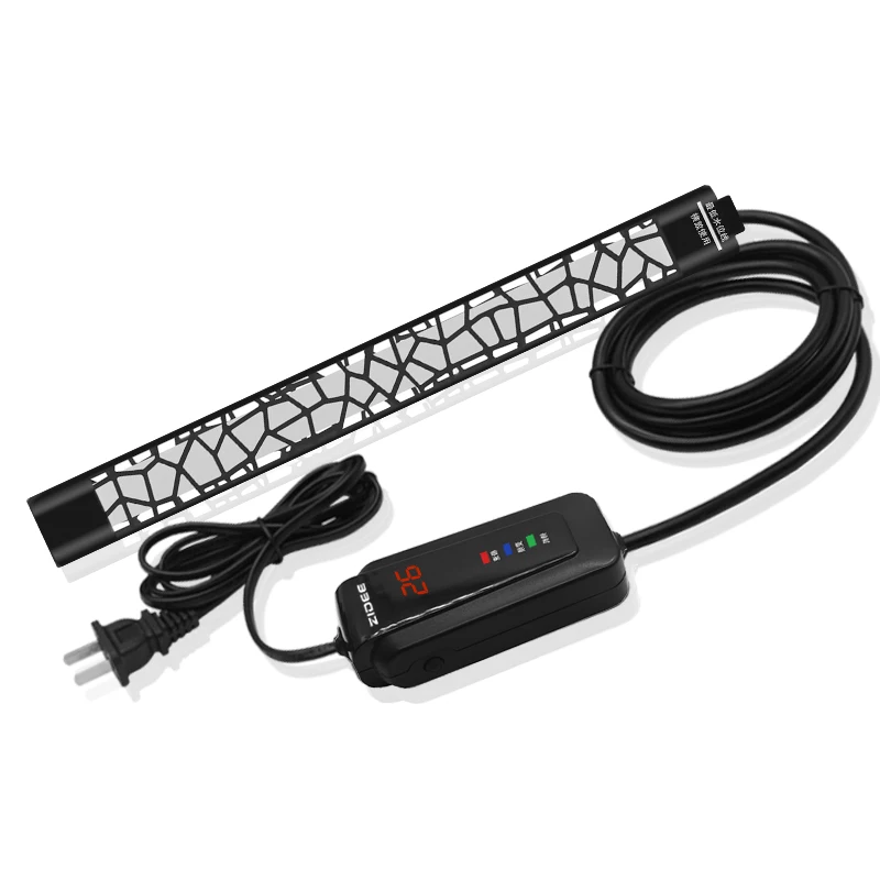 

HTS-1902 frequency conversion series 50 100 300 500W with heat guard digital submersible for water fish tank aquarium heater, Black