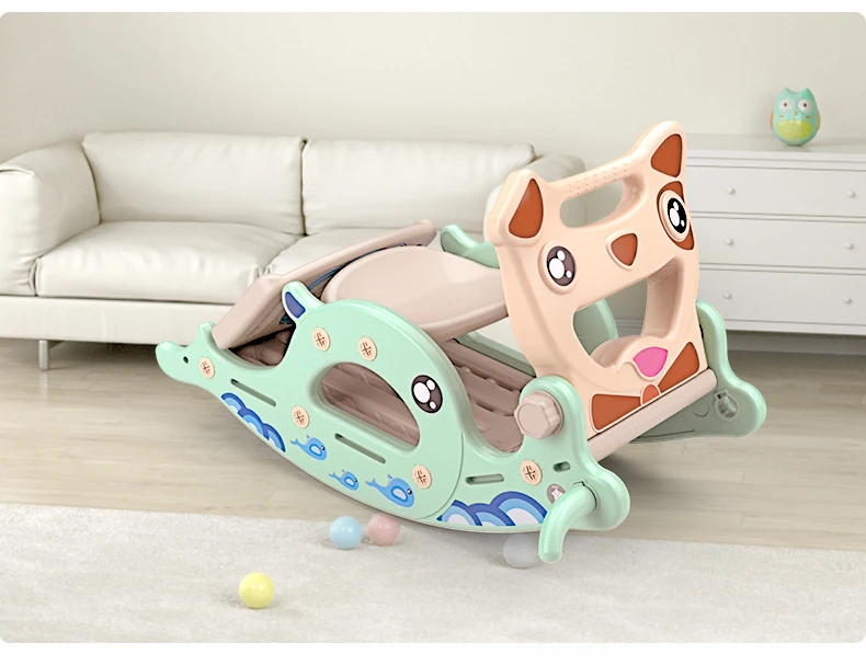 
High Quality Multifunctional Baby Plastic Indoor Slide Toy Ride on Animal Children Rocking Horse for Kids 