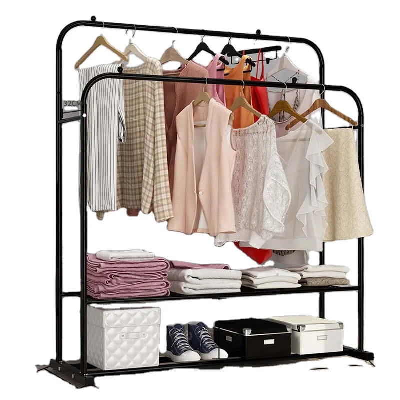 

New design Standing Metal Heavy Duty Clothes Rail Garment Display Stand Clothes Rack, Black,white