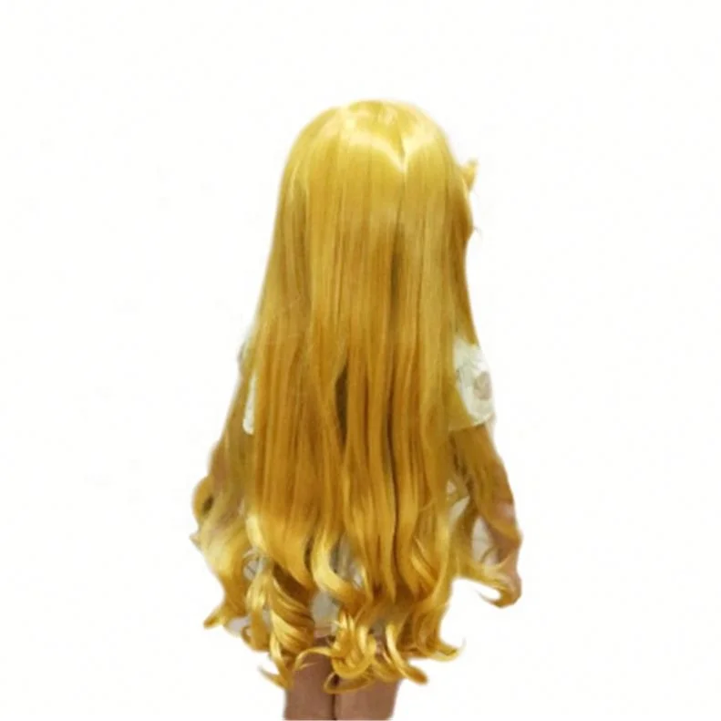 

cosplay high quality yellow color women Wig female Anime characters curly hair wig