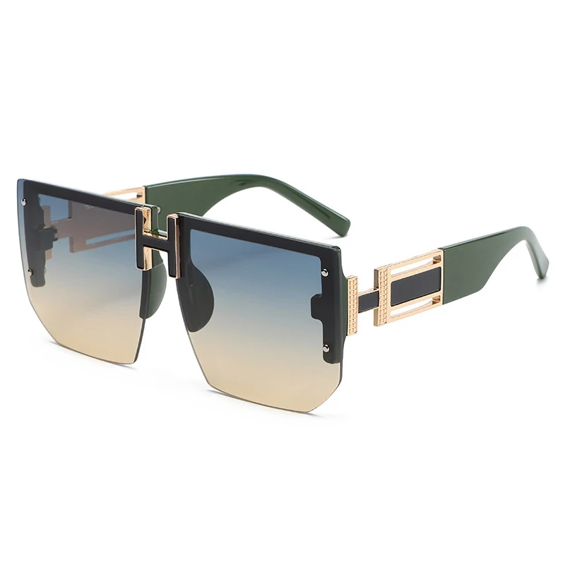 

New Retro Glasses Men'S Rimless Fashion Sunglasses Personality Big Square Rock Style Trend Sunglasses