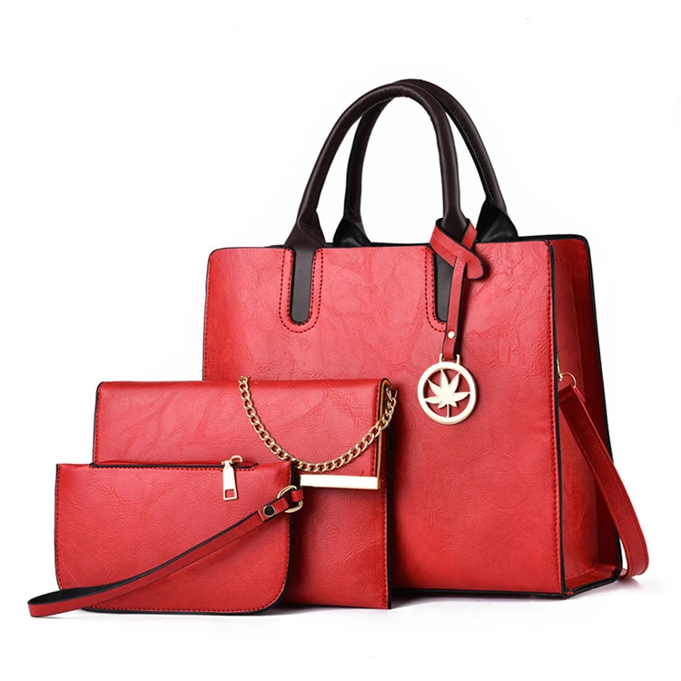 

branded high quality price pu lady bags leather women luxury 3pcs handbag sets