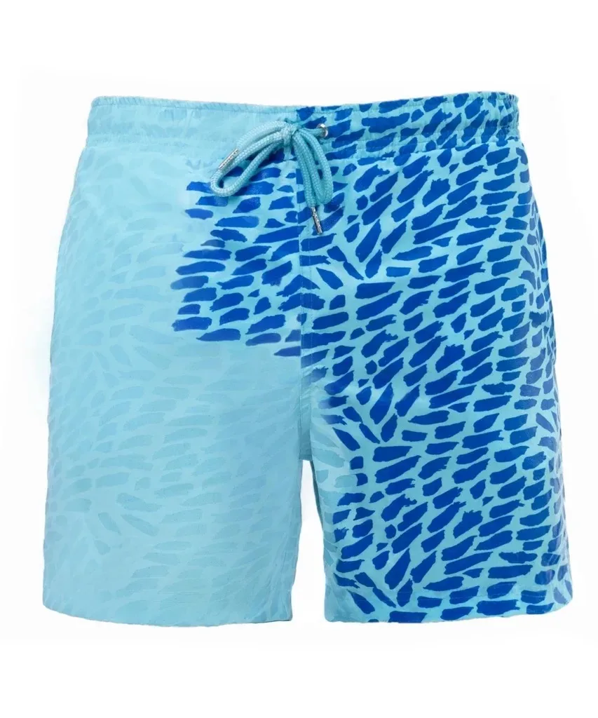 

High temperature turns green magical color men beach short trunks swimming suit