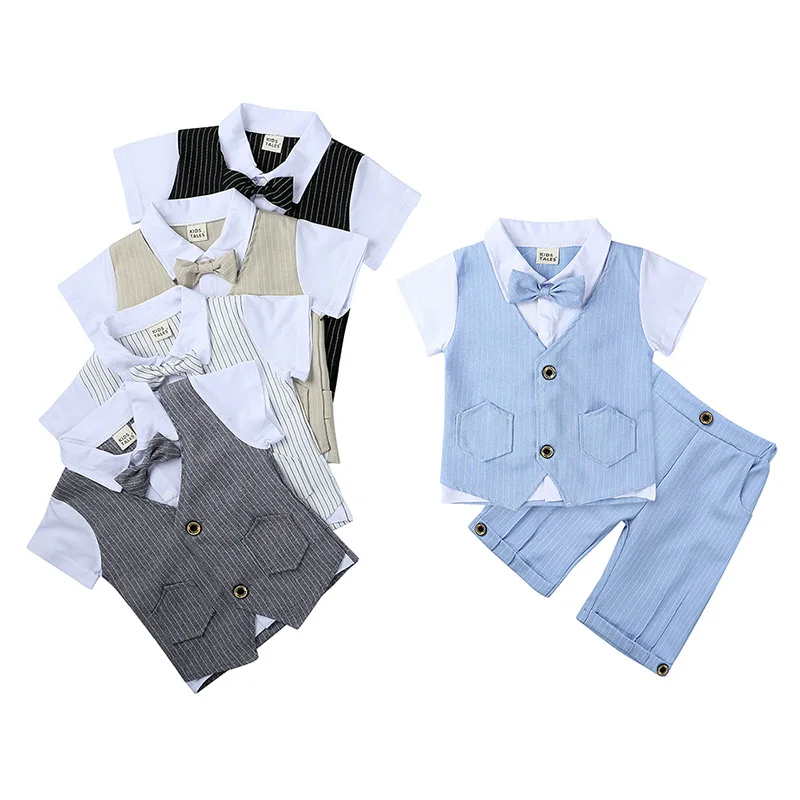 

Wholesale Kids boys outfits Children European Style T-shirt Tops+ Shorts Pants baby Clothing Sets