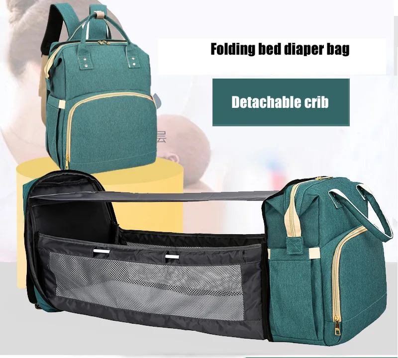 

Diaper Bag Backpack Foldable Baby Bed,Portable Sleeping Mummy Bag Changing Station Pad,Waterproof Nappy Bags With Sunshade