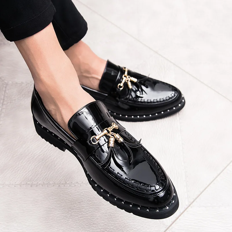 

PDEP Loafers Dress Shoes China Factory Direct Business Office Casual Formal Hot Sale Big Size Men for Men Office & Career Rubber, Black,gold