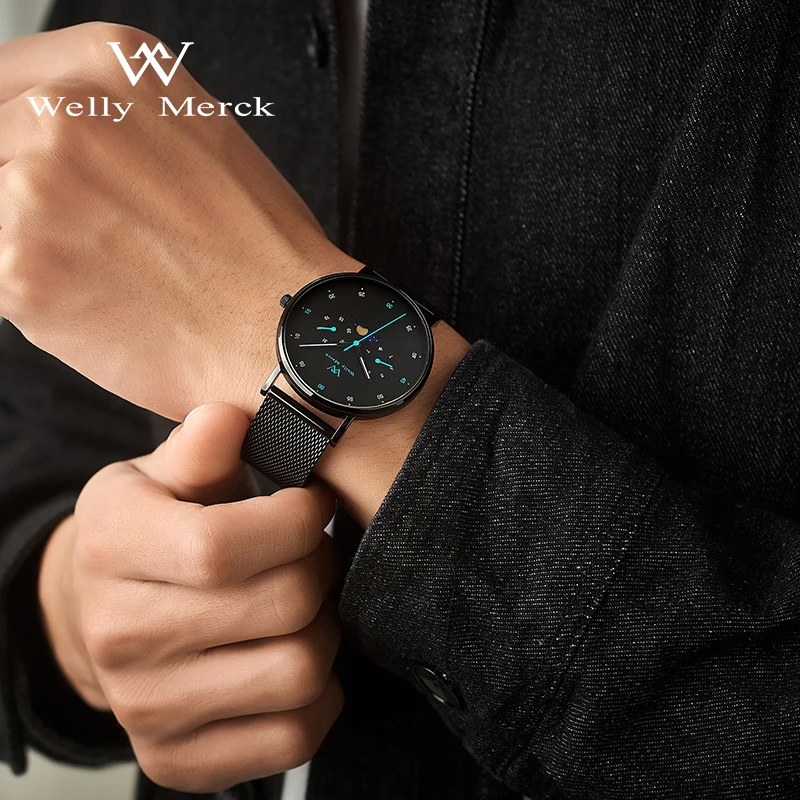 

Minimalist Fashion Watches Simple Men Business Stainless Steel Mesh Belt Quartz Watch