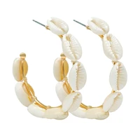 

wholesale Custom handmade cowrie shell hoop earrings for girls
