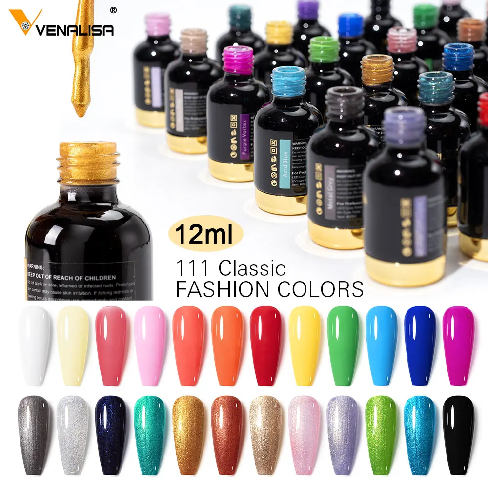 

venalisa 12ml Neon Nail Gel Paint UV Gel Varnish Soak Off Shiny Red Hybrid Gellak Nail Art for UV Color Gel Nail Polish 41-80#, 111 colors