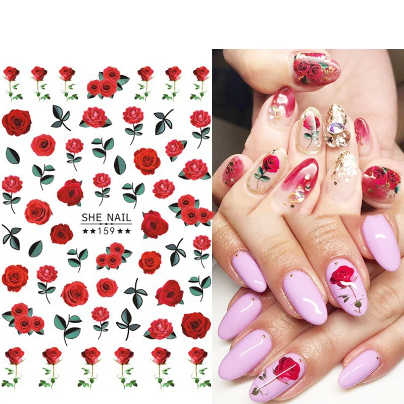 

Wholesale flower nail stickers for nail art decoration summer adhesive diy nail decals