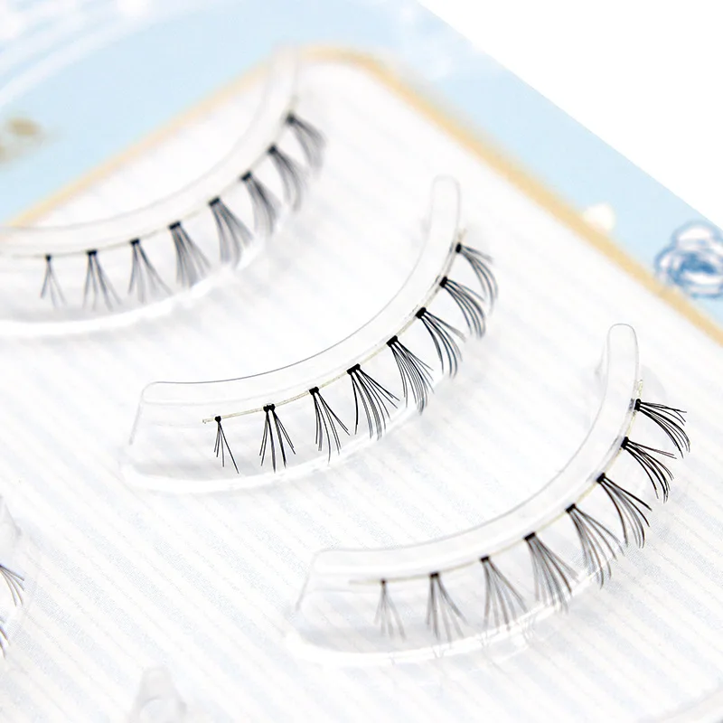 

Hot Selling Under Lashes 3D real mink Lower Eyelashes transparent Band False Eyelashes mink natural Bottom Lashes 055