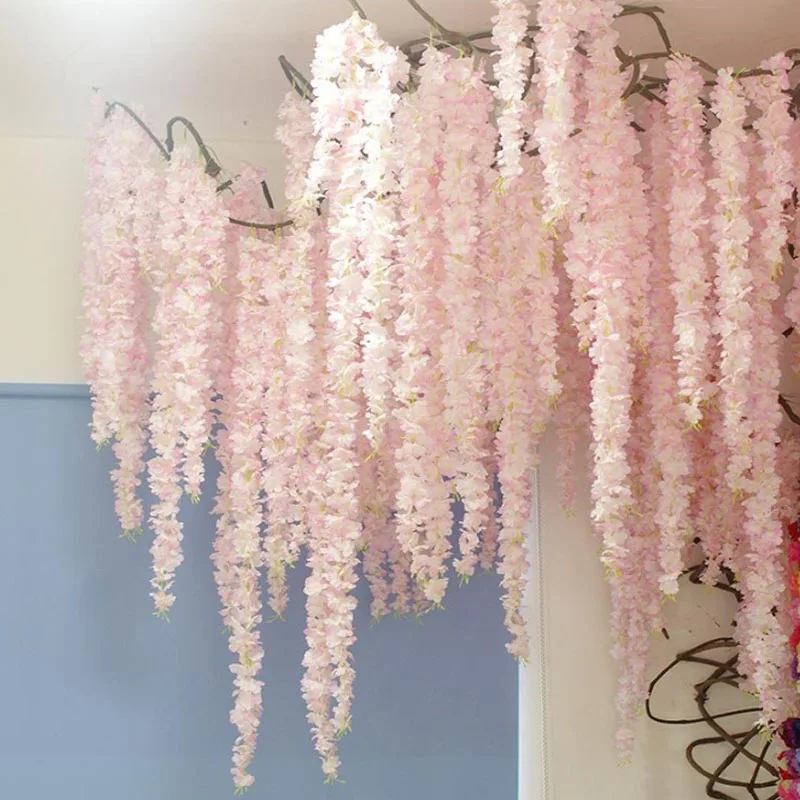 K020814 Random Length Artificial Silk Wisteria Garland Hanging Wisteria Flower Vine Artificial