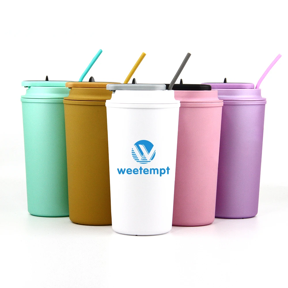 

Modern Portable Custom Color and Logo 500ml PP Plastic Travel Coffee Mug with Leak-proof Lid and Silicone Straw, Customized color