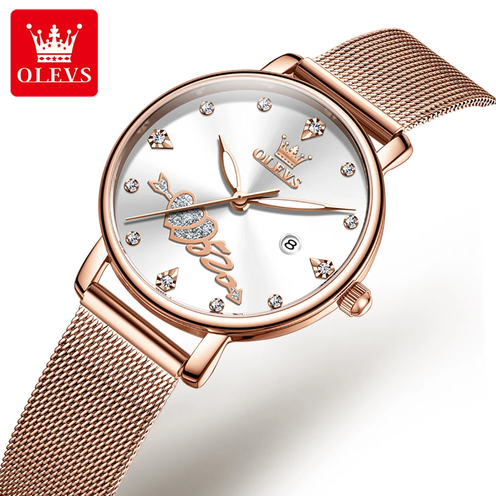 

olevs 5509 Rose gold milanese private label high quality strap milanese loop for Wrist Watch Quartz Lady Women