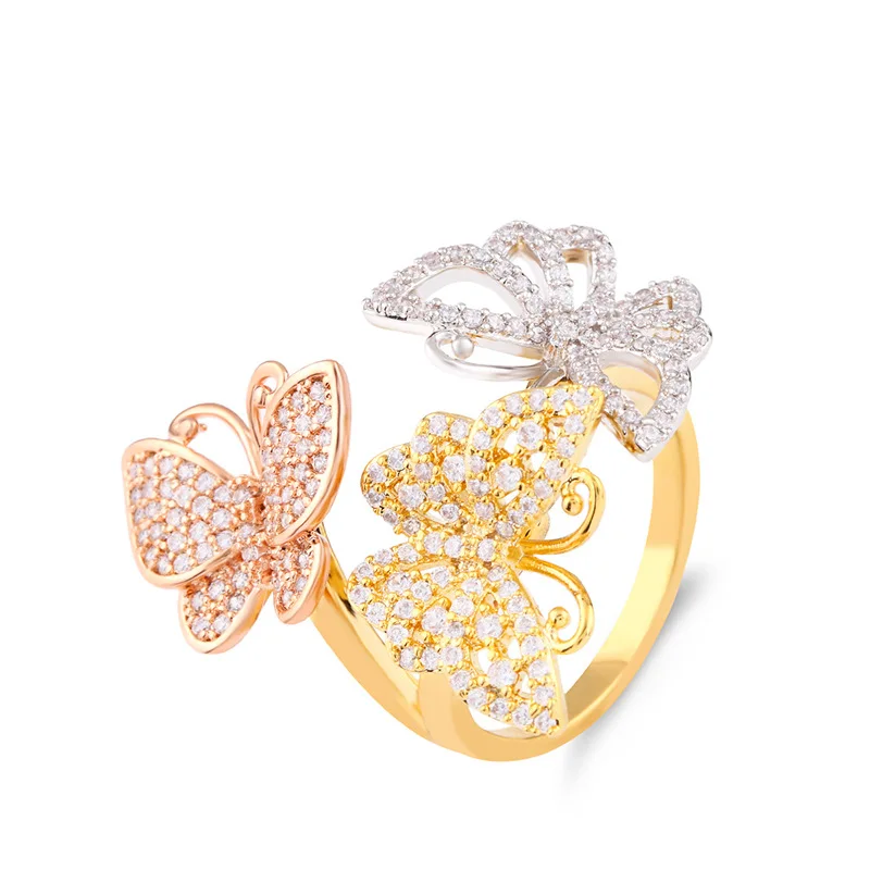 

Beautiful Butterfly Ring Gold Plated Open Ring With Cheap Price Movable Butterfly Ring For Women