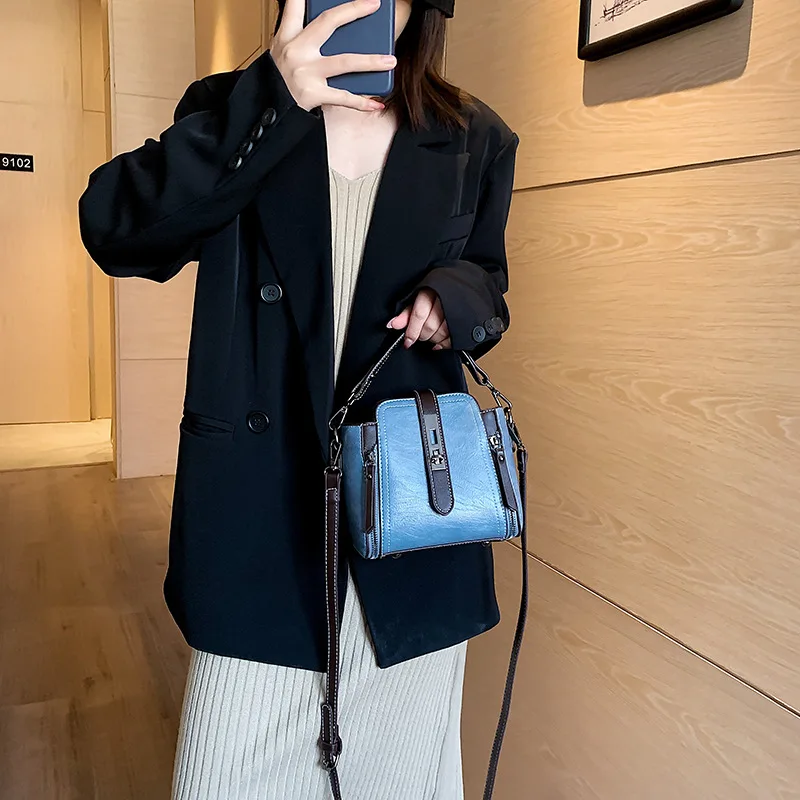 

ST-0089 2021 Female Bag Joker Fashion Bucket Bag Shoulder His Bucket Bags Women Fashion Handbags Shoulder, Multi color