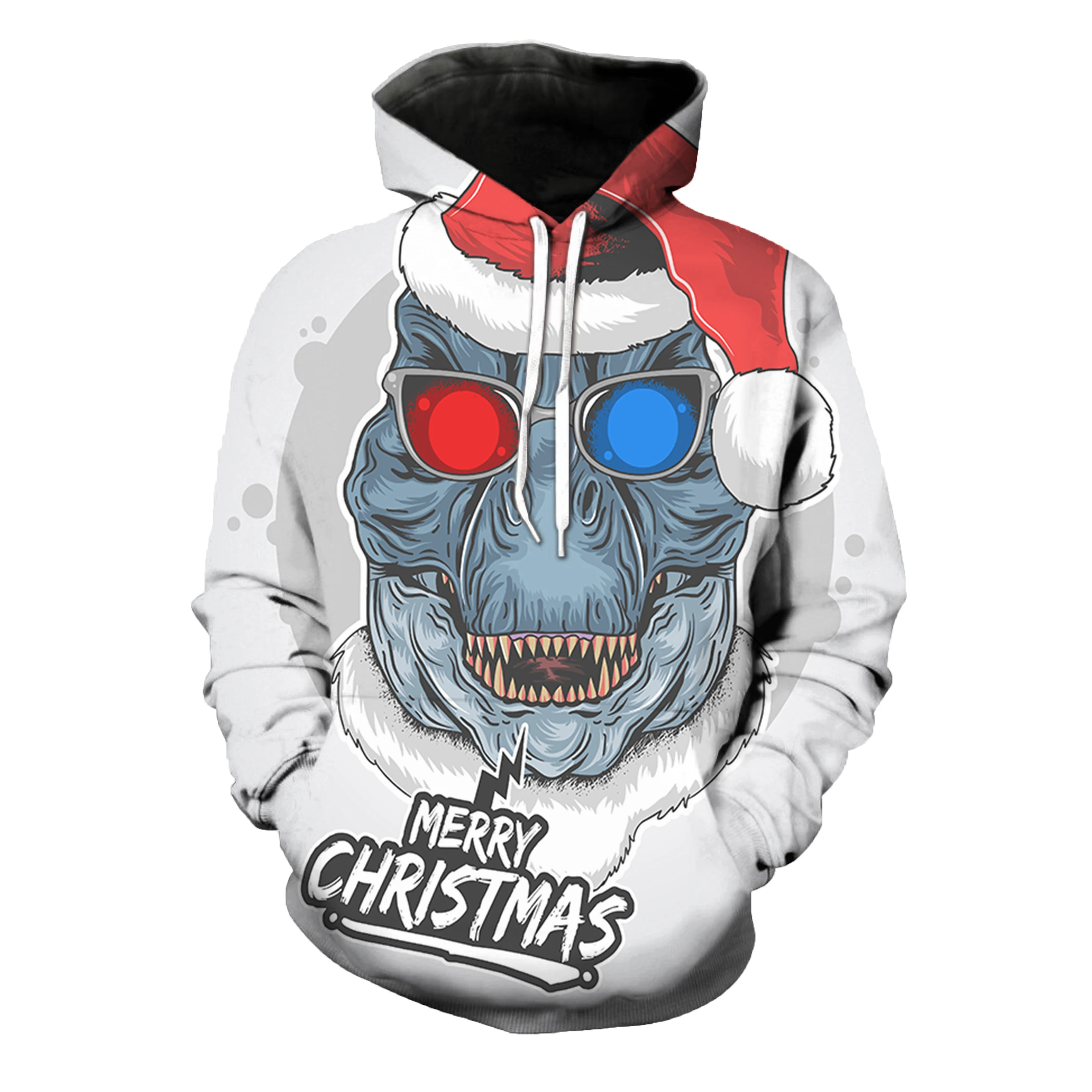 

Christmas hoodie Christmas hat 3D printed rhino design hoodie