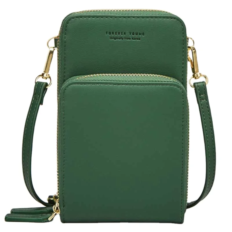 

Amazon Hot Sales PU Leather Mobile Phone Bag Shoulder Strap Mini Wallet Purse Girls Bag