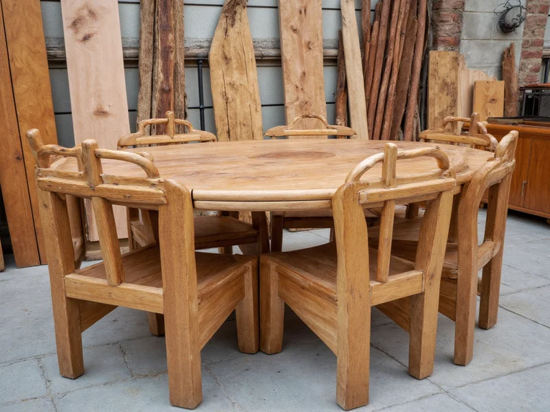 Handmade wooden furniture crafted from reclaimed materials