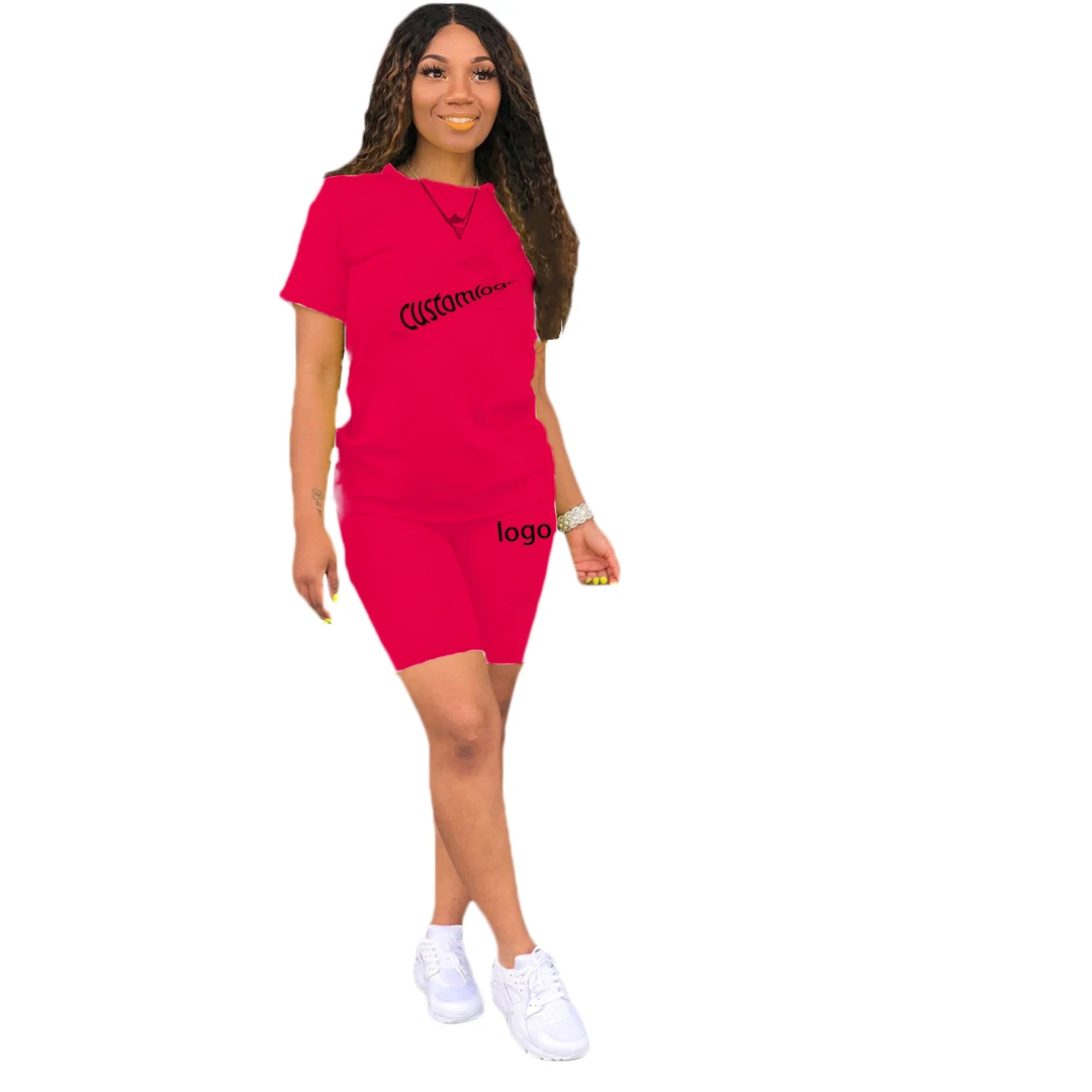 

2021 Summer short Track suit Women 2 peice sets custom TShirt and shorts pants Sweat Suits wholesale women's joggers tracksuits