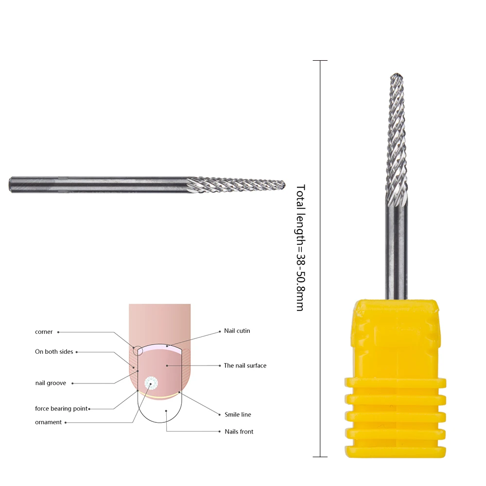 

High Quality Electric Colorful Bits Inverted Backfill Bit Carbide Art 3/32 Manicure