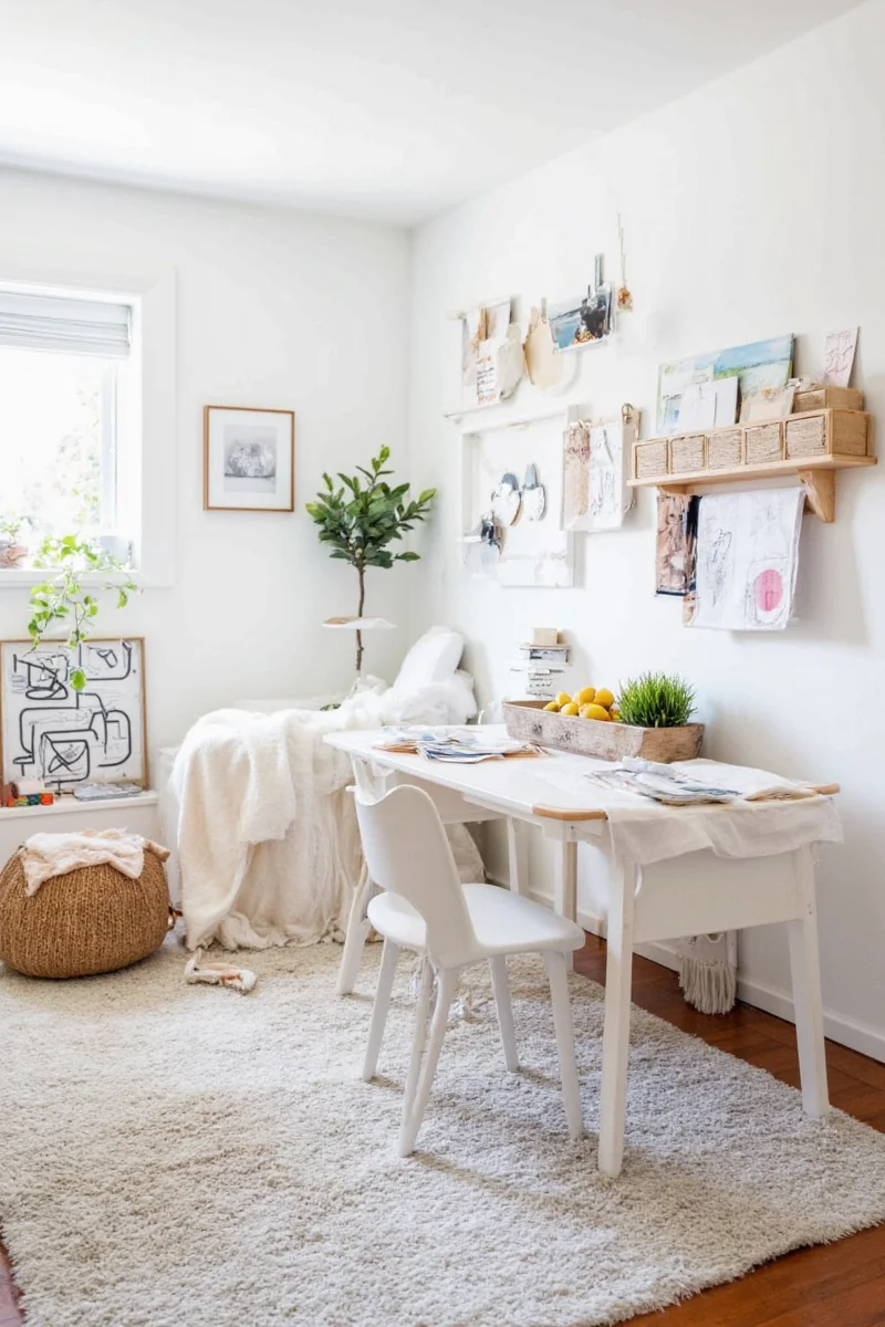 Family-friendly living room with playful decor