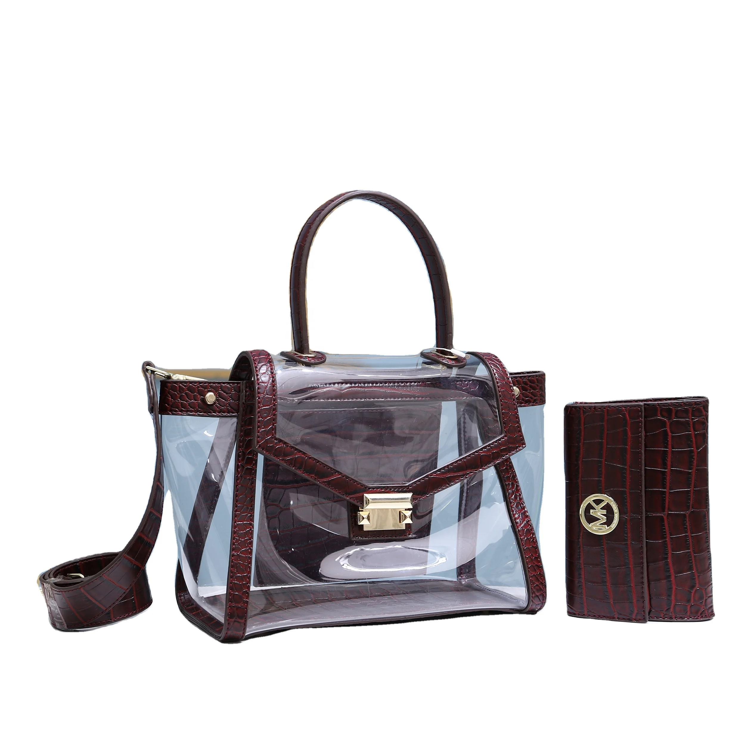 

New And Newly Hot Designed Eco Friendly set of two textures bags for girls hyaline TPU handbags for women factory direct sales