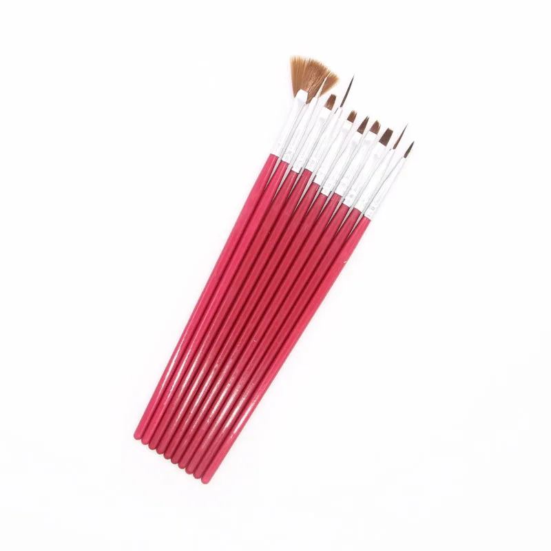 

Instagram Hot Selling 3D Nail Art Brushes Set Nail Liner Red Wood Handles Nail Art Pens, Pictures showed