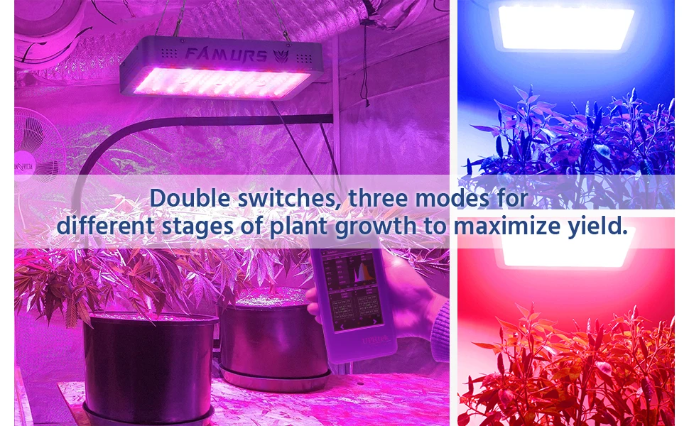 
FAMURS Triple Chips 15W LEDs 1000W 2000W 3000W 4000W VEG BLOOM Switch LED Grow Light Full Spectrum for Greenhouse Indoor Plant 