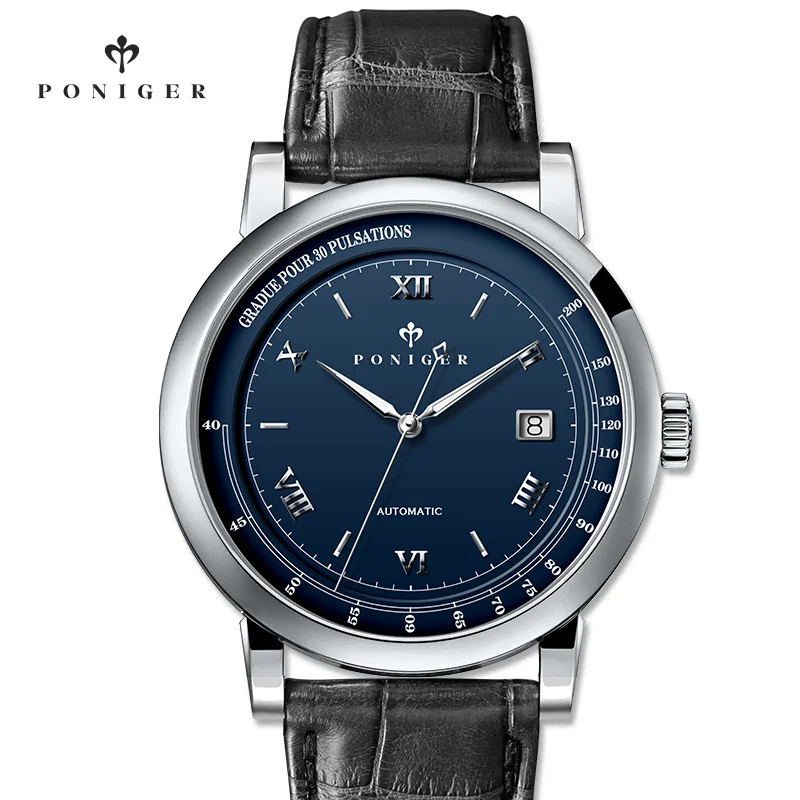 

Poniger New Arrival P3.05 Blue Dial Wrist Watch Men Luxury Brand Leather Mechanical Fashion Automatic Watch Herren Uhr