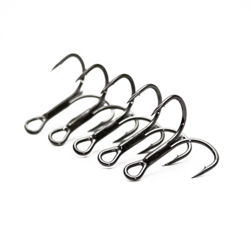 

high carbon steel treble hooks bulk 3x Overturned Hook Fishing Triple Hook, Black