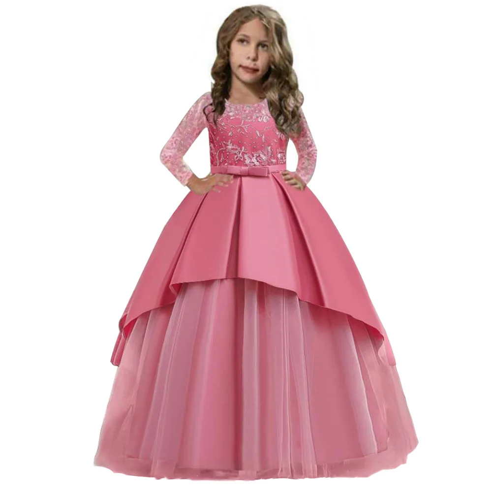 

New 2020 Europe and America maxi standard full order bead bubble skirt embroider lace ball gown flower girl dress for wholesale, As pic shows, we can according to your request also