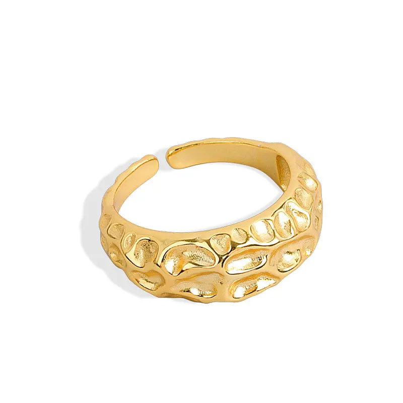 

Rings Adjustables Gold Irregular Texture Gold Womens Minimalist 925 Sterling Silver Rings