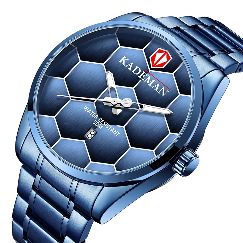 

Unique hexagonal pattern simple calendar quartz watch sports men's luminous waterproof watch