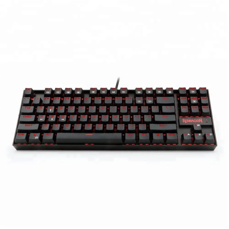 

Redragon K552 Mechanical Gaming Keyboard Red LED Backlit Blue Switches Ergonomic 87 Keys USB Wired Keyboard, Black