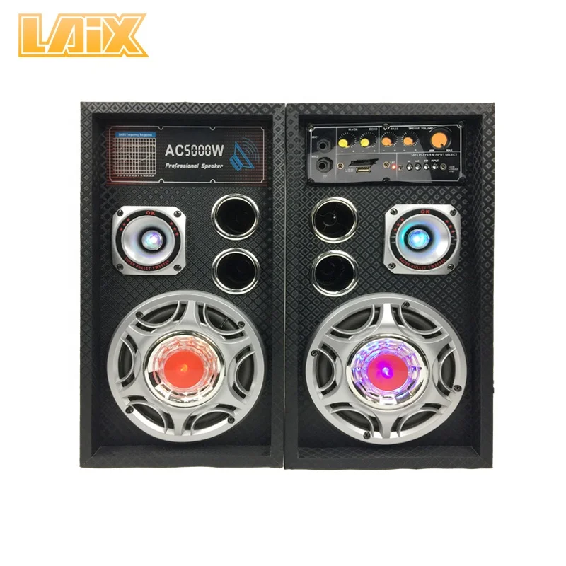 Laix SS-A4 5 inches Indoor Active Speakers BT 80W woofer Bass Audio System Wooden Box LED Light Panel Powered Stage Speaker