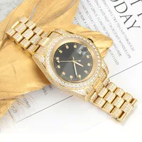 

High Quality Fashion Gold Plated Wrist Luxury Mens Iced Out Custom Logo Rollex Watch For Men