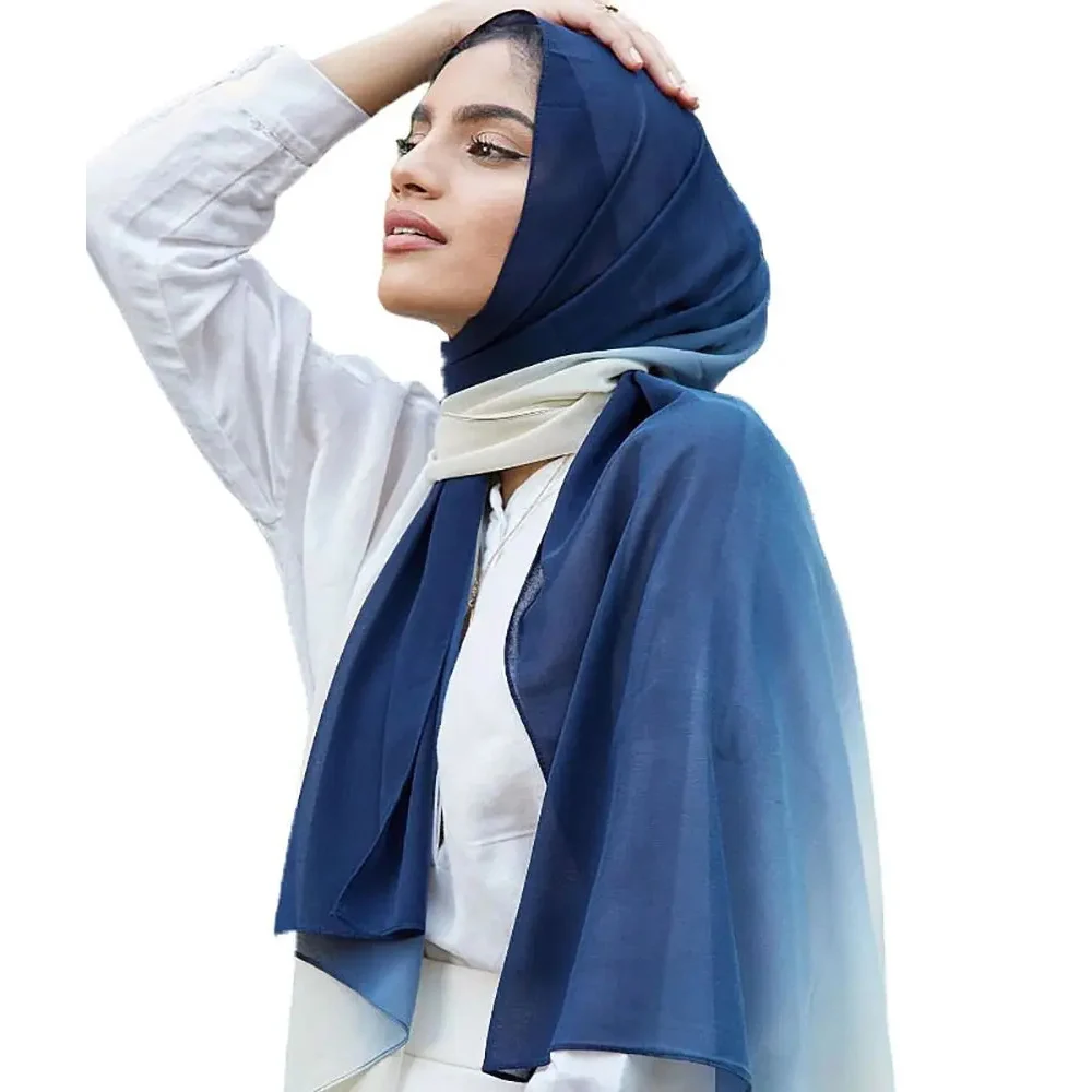 

Wholesale Malaysia Two-color Gradient Shawl Headscarf Scarf Muslim Women Hijabs Gorgeous Ombre Chiffon Hijab