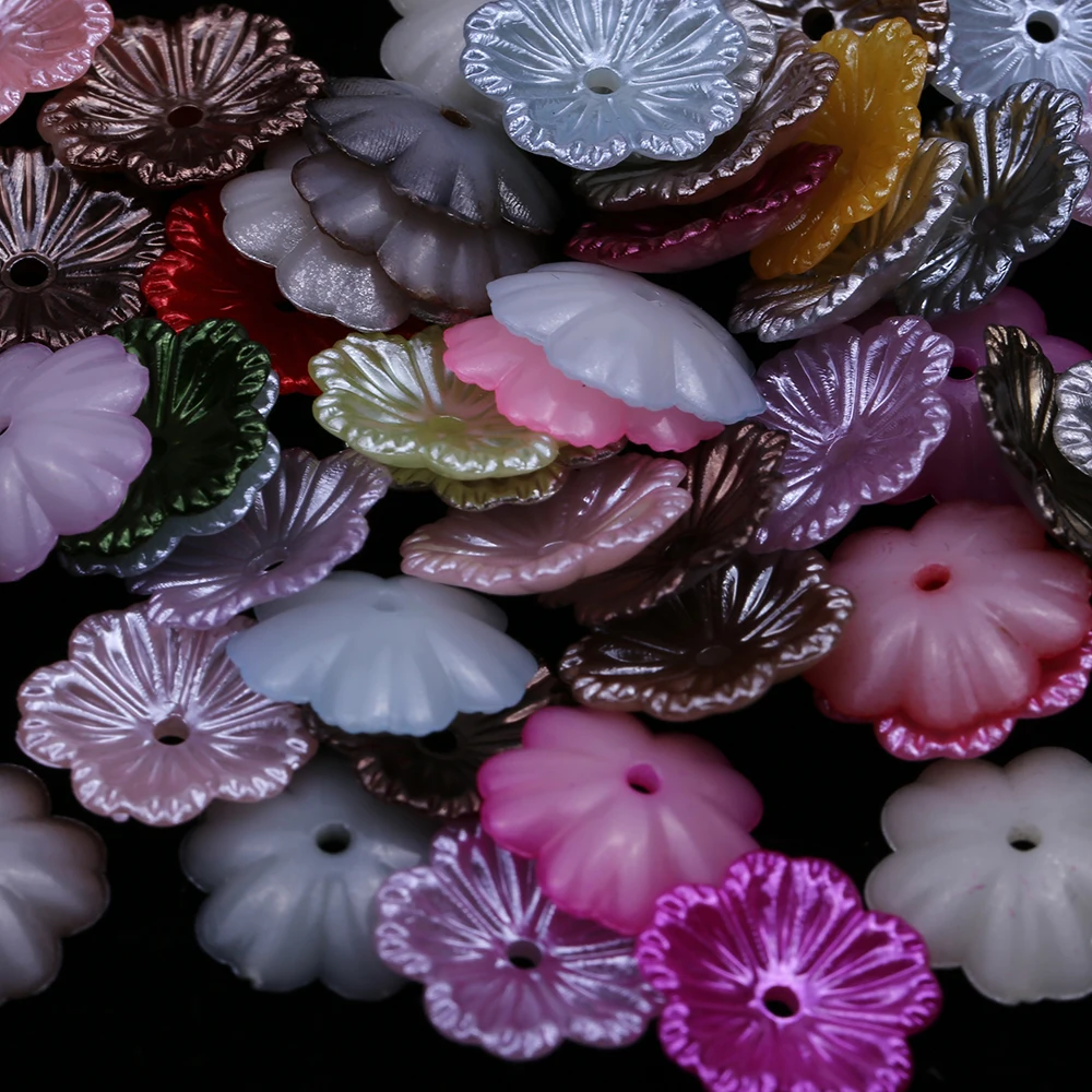 

WHATSTONE  Mix Color Shell Flowers Top Drilled Carved Flower Charms ABS Pearl, Mix color,white