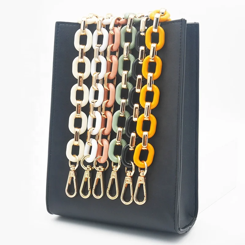 

Multi Color Gold Acrylic Sling Shoulder Messenger Handbag Chain Shoulder Strap Crossbody Bag Accessories