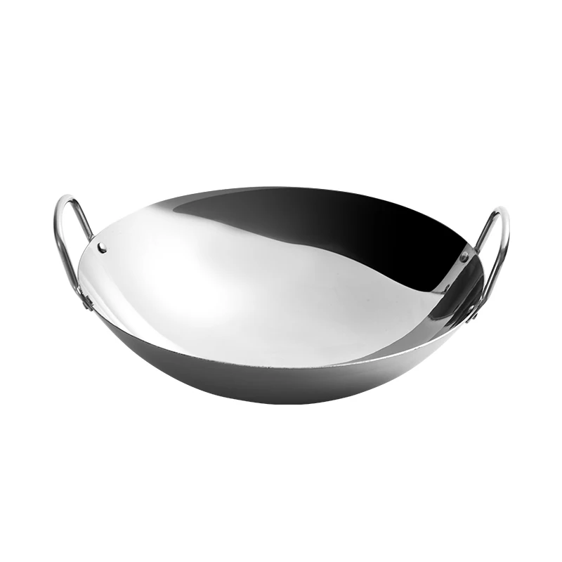 

Stainless steel non-magnetic double ear wok Eco-Friendly Chinese Wok Pan Cooking Wok With Handles Good For Kitchen