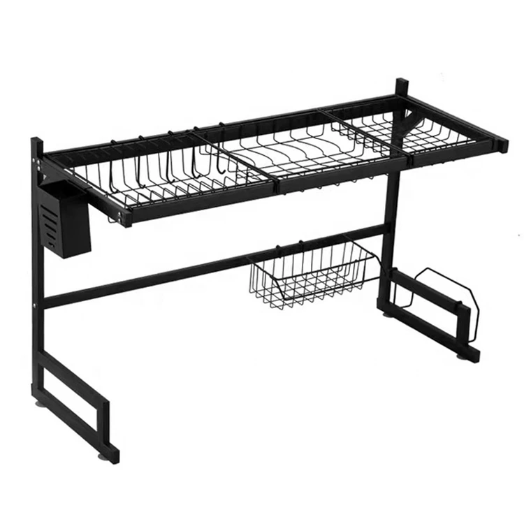 

2021 Popular Stainless Steel Black Color Kitchen Storage Rack Organizer Shelf