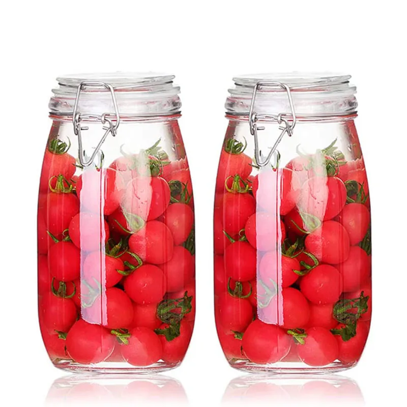 

Lower Price Frascos Grandes De Vidrio Con Tapa Glass Jar for Storage Jars with Locking Lids for Honey Food, High transparency