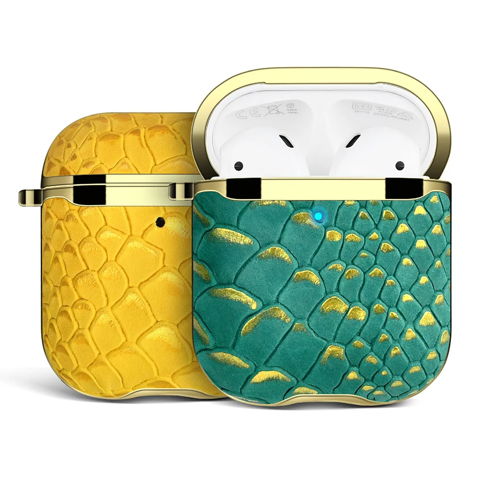 

Genuine Leather Case for AirPods Pro Luxury Snake Skin for Apple AirPods 2 1Cover Strap Earphone Accessory