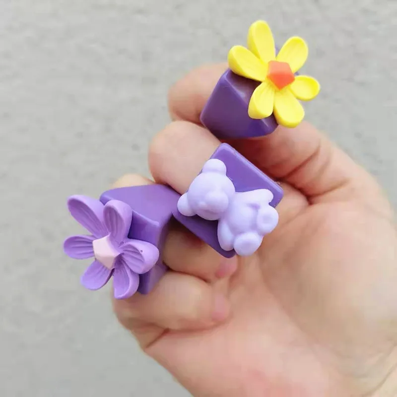 

OUYE Colorful Daisy Acrylic rings summer 2021 trendy korean cute rings For Women flower womens resin rings 2021