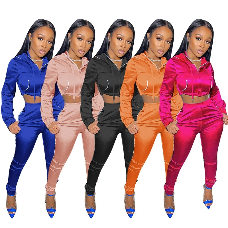 

MD-20082604 Womens fall clothing 2021 pencil pants women two piece jogger sets sweatpants and hoodie set